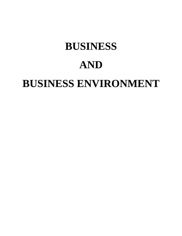 Business and Business Environment of Mark and Spencer : Report_1