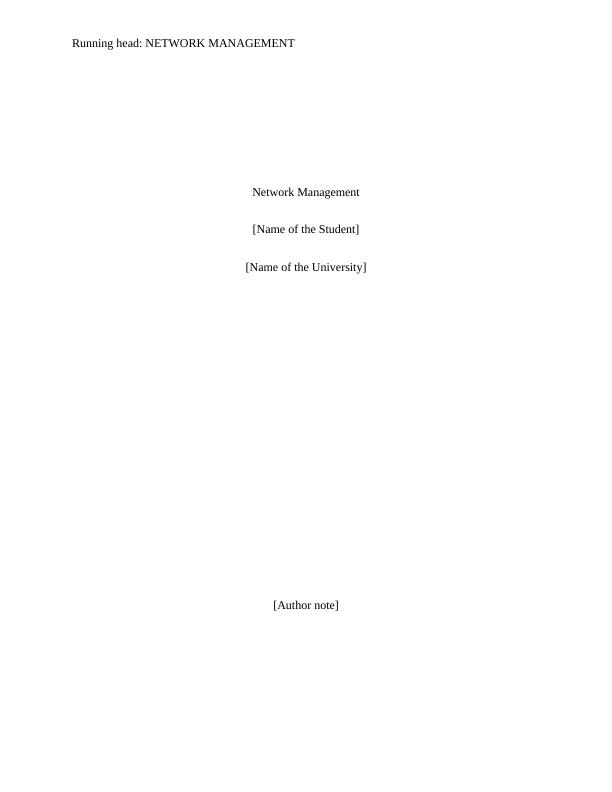 Report on Network Management_1
