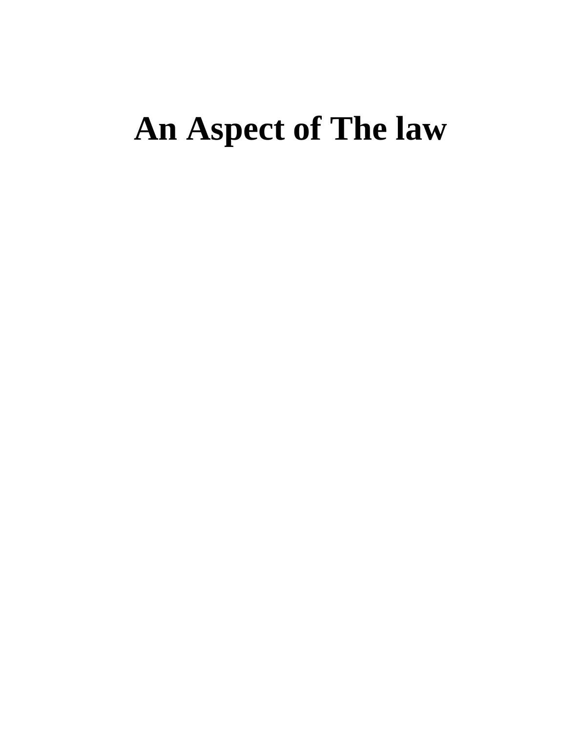 An Aspect of The law : Law Assignment_1