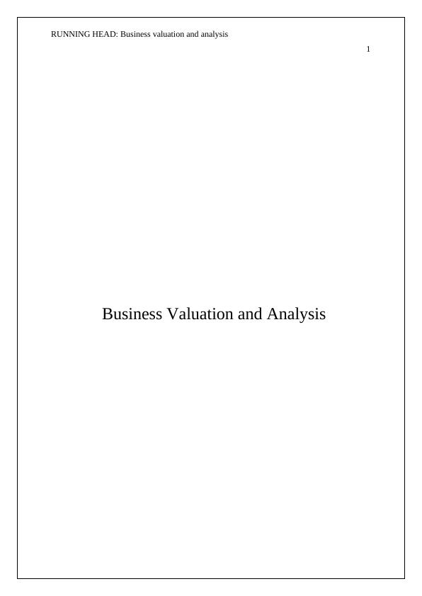 Business Valuation and Analysis - Report_1