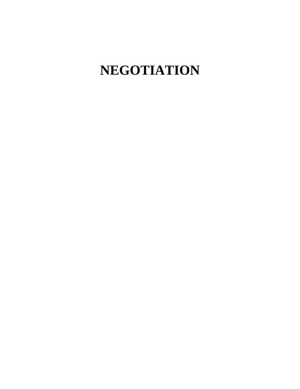 Evaluation Of Negotiation Skills | Report_1