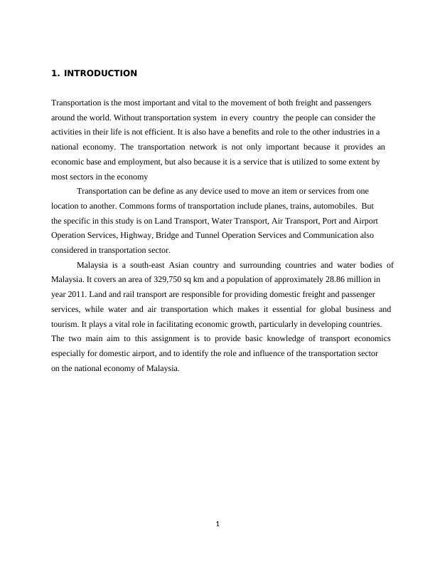 Role of the Transportation Sector in Economics PDF_1