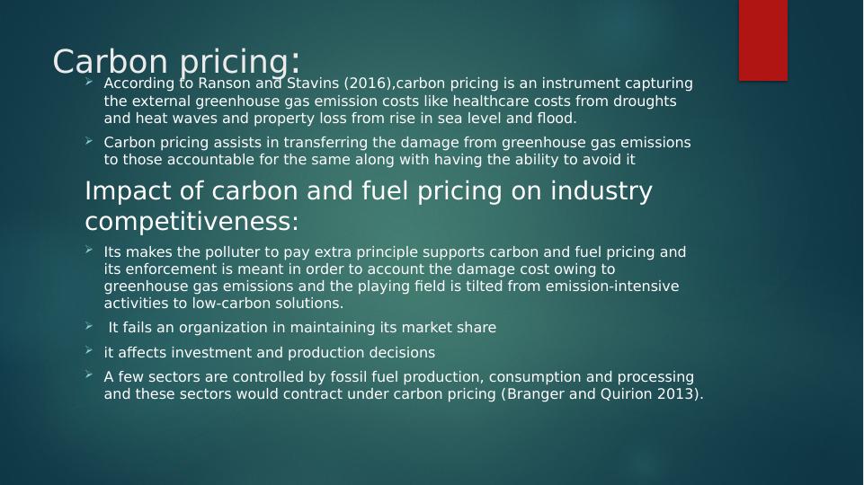 Name: student ID: IMPACT OF CARBON PRICES AND FUEL PRICES ON_2