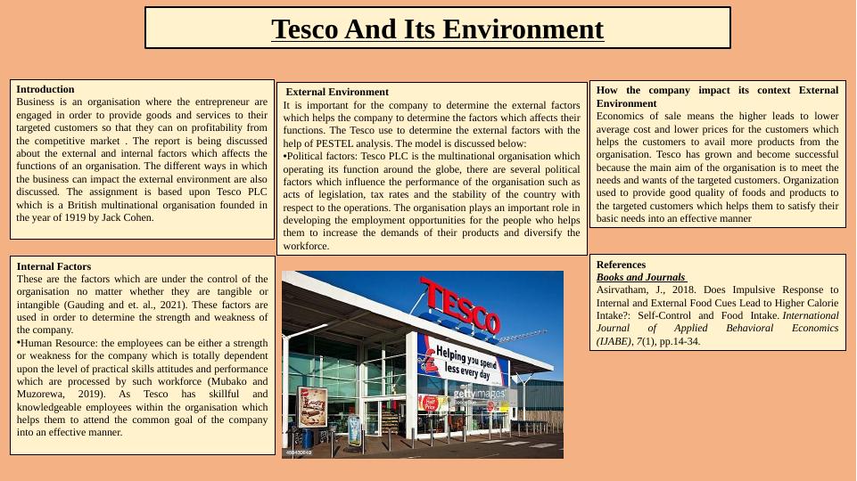 Tesco And Its Environment Introduction Business is an