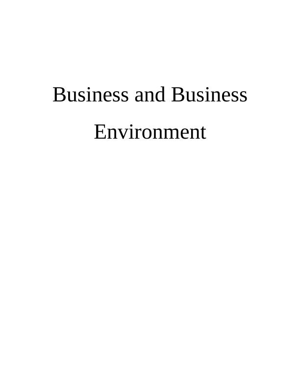 Business and Business Environment of Marks and Spencer : Assignment_1