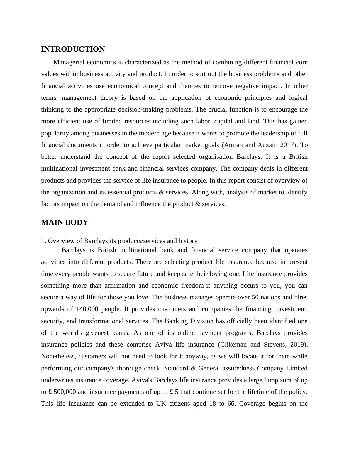 Management Economics Overview of Barclays and its Products/Services