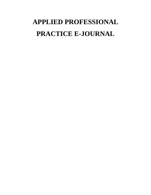 Applied Professional Practice E - Journal_1
