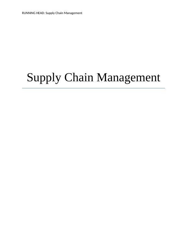 supply chain management assignment pdf