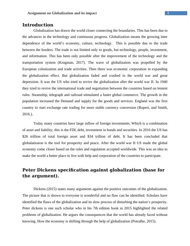 Assignment on Globalization and its impact_2