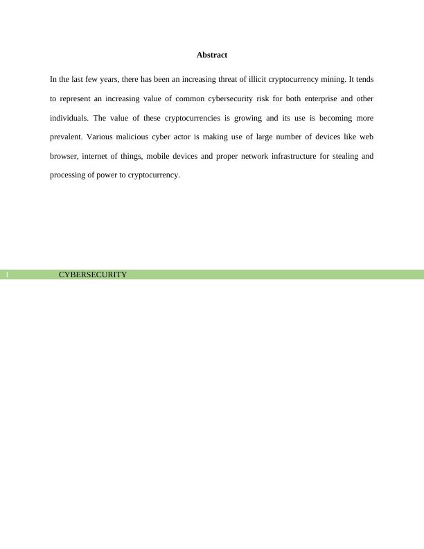 Cybersecurity Essay  ( cryptocurrency mining )_2