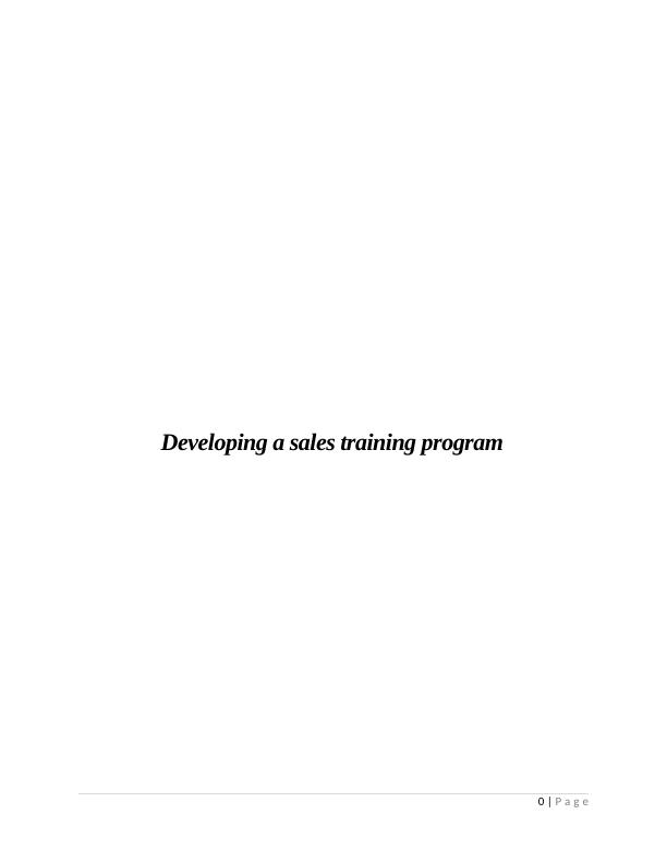 Developing a sales training program  Assignment PDF_1