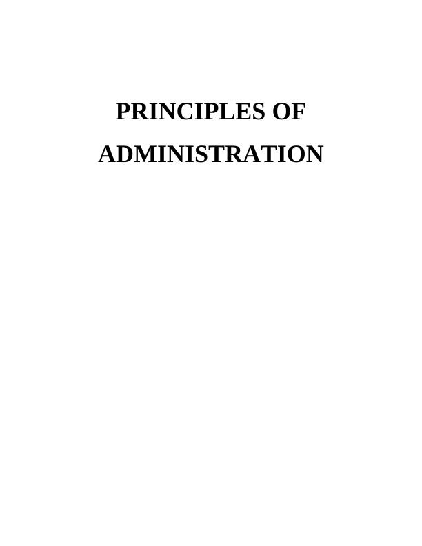 Principles of Administration Assignment | Business Administration Assignment_1