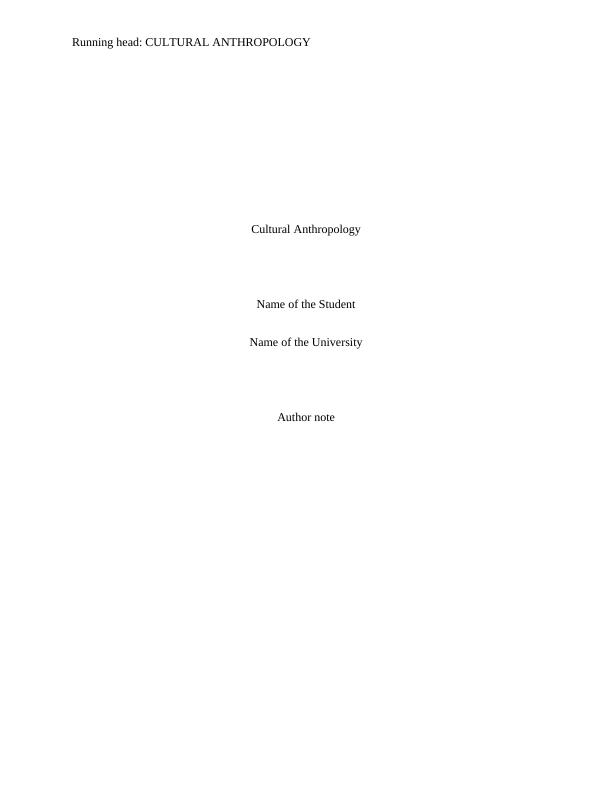 Cultural Anthropology -Assignment_1