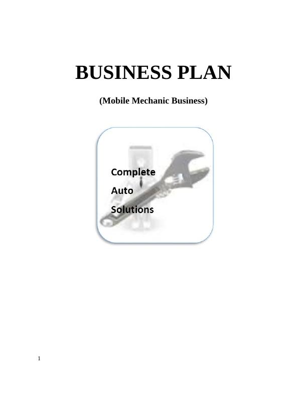 Business Plan of Mobile Mechanic Business : Report_1