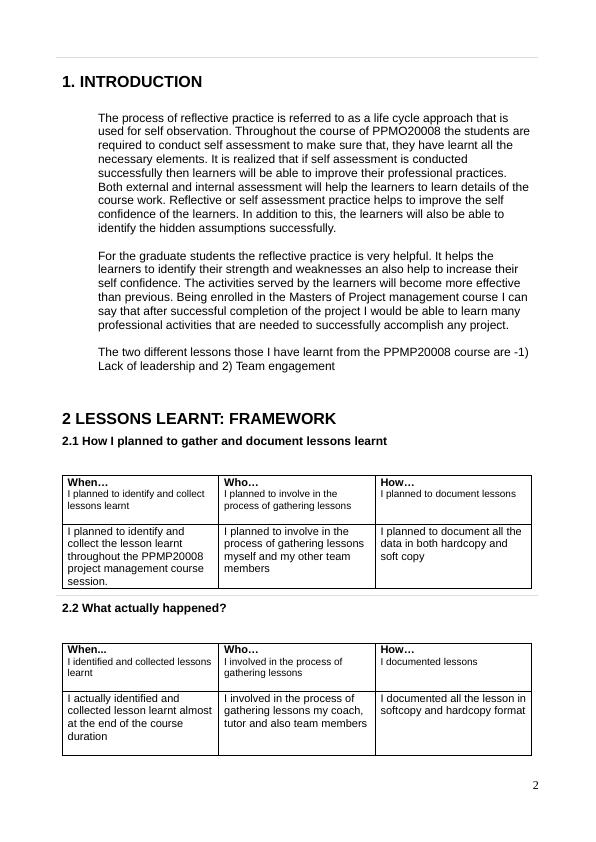 Lessons Learnt in PPMP20008_2