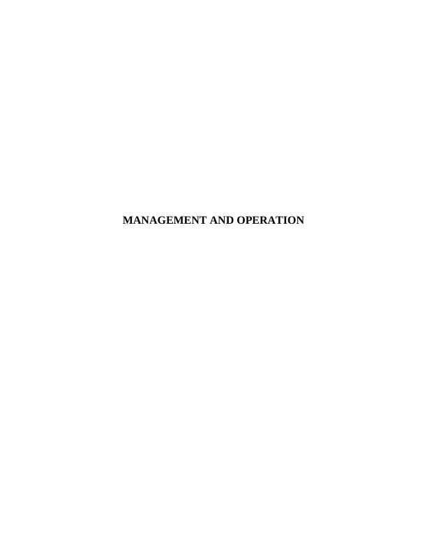 Project Assignment on Management and Operation_1