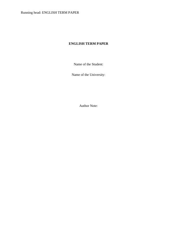 Electric Vehicles - Term Paper_1