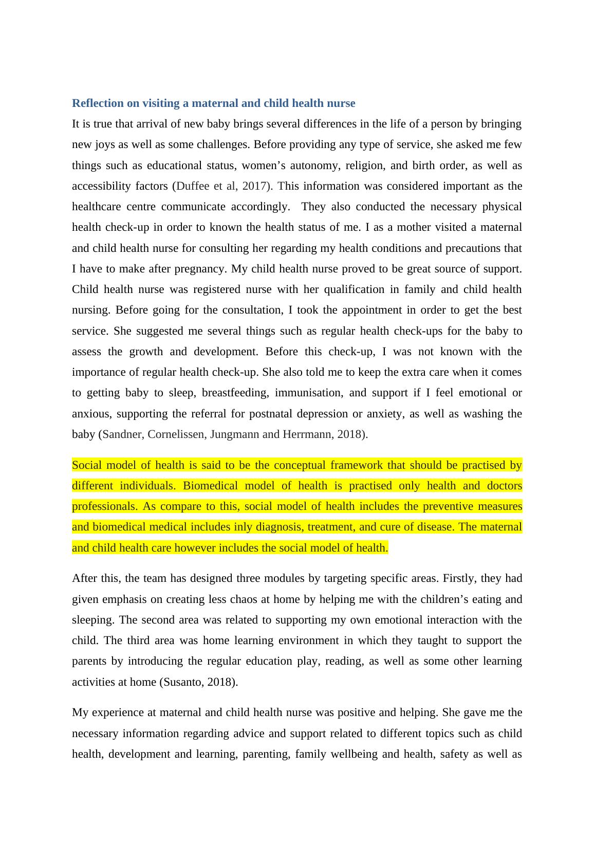 Healthcare Reflection on Visiting a Maternal and Child Health Nurse