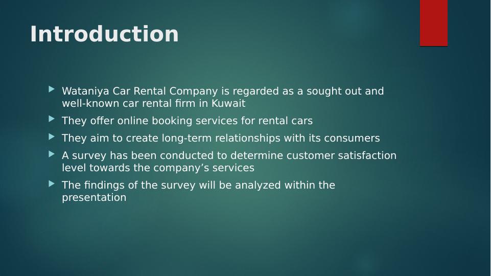 Customer Satisfaction Report on Wataniya Car Rental PPT