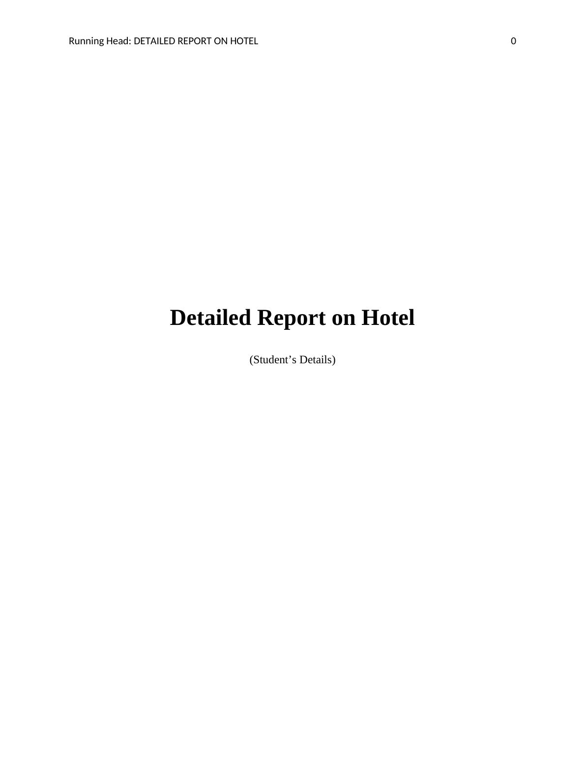 Detailed Report on Hotel Business Plan in Sydney_1