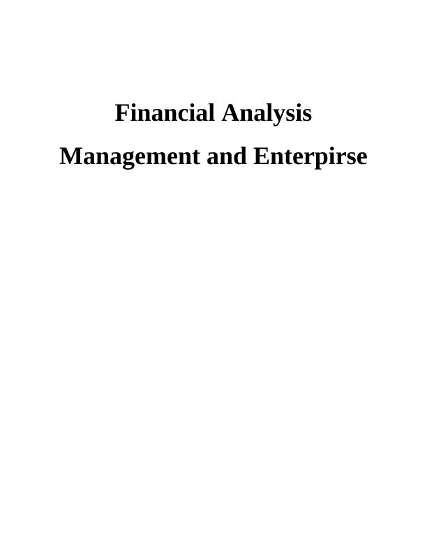Financial Analysis Management And Enterpirse - Assignment_1