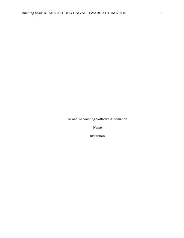AI and Accounting Software Automation | Assignment_1