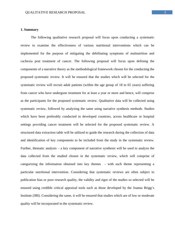 Qualitative Research Proposal: Cancer Associated Malnutrition and Cachexia_4