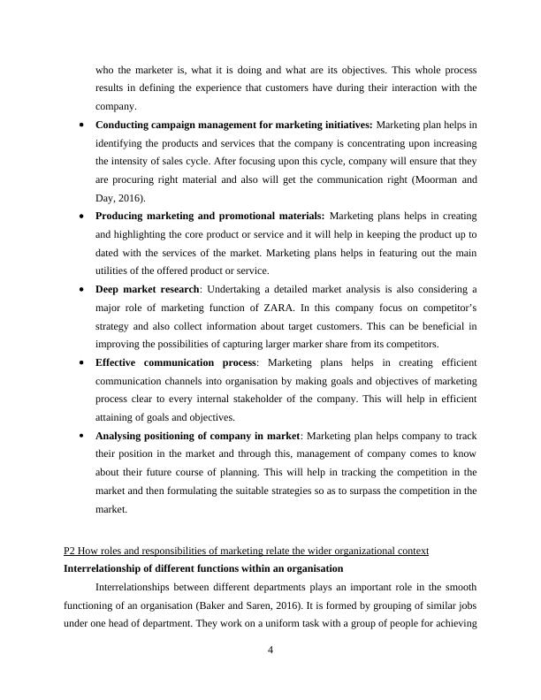 Roles and Responsibilities of Marketing Function in Zara