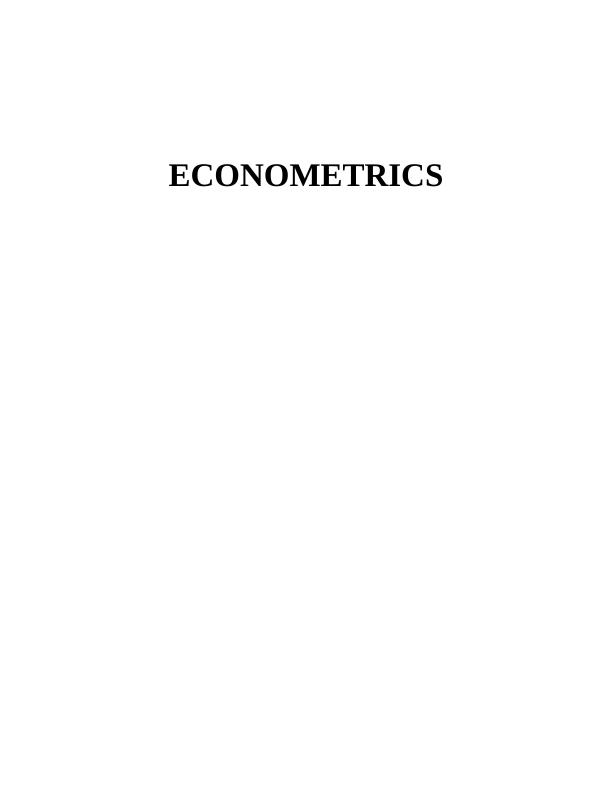 Econometrics Assignment Solution_1