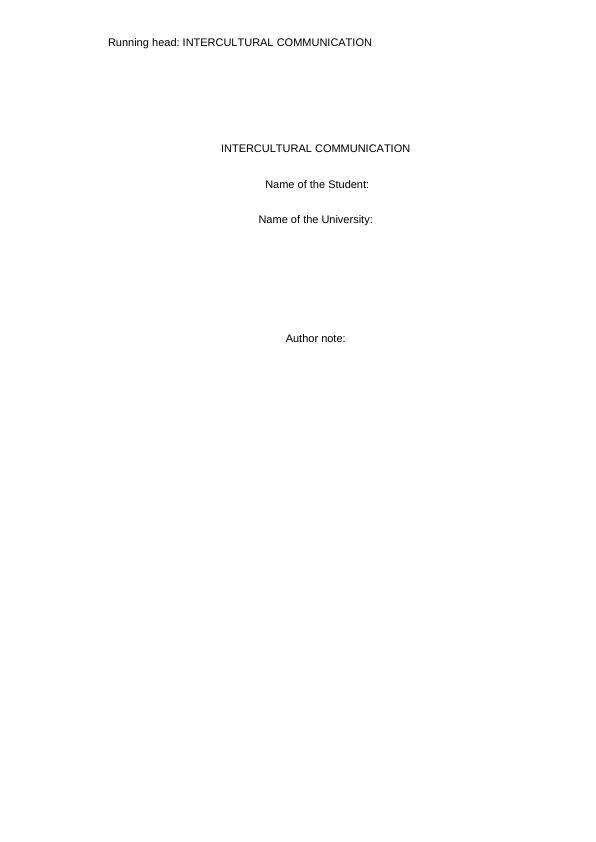 Report on Intercultural Communication_1