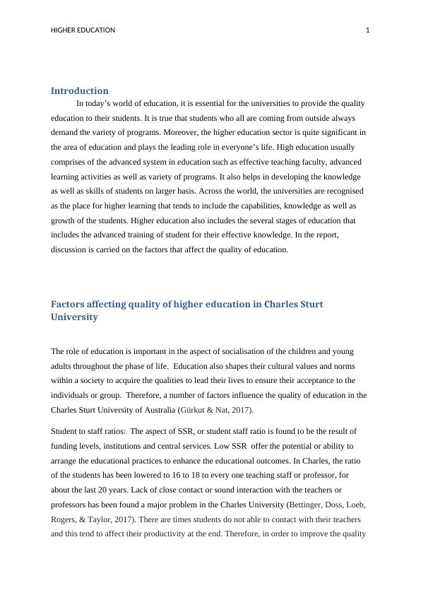 Factors Affecting Quality of Higher Education in Charles Sturt University_2