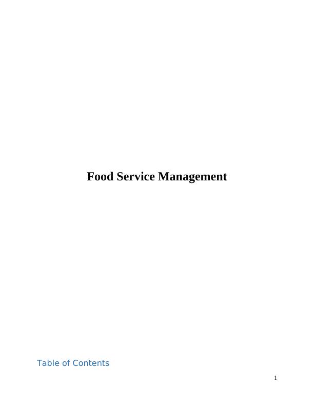 Food service management | Assignment_1