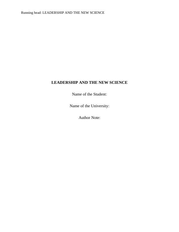 Leadership and the New Science_1
