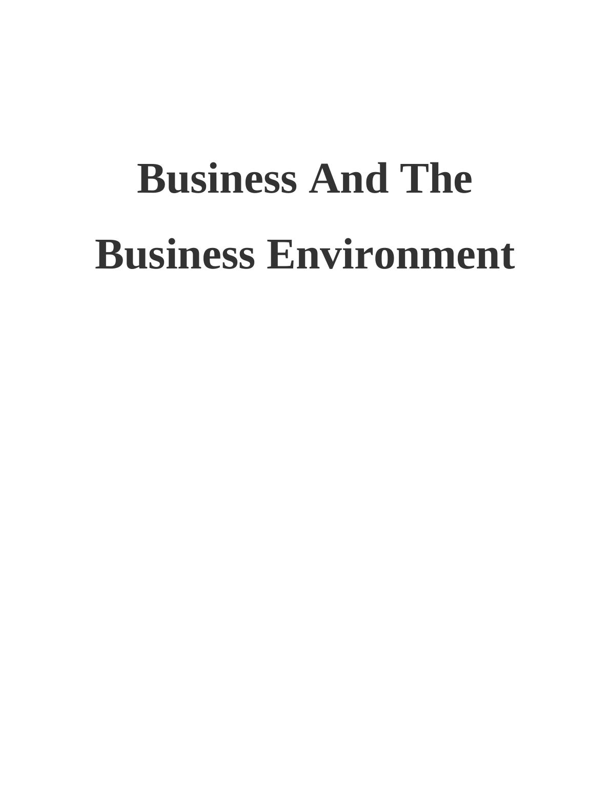 Business and The Business Environment Assignment - Savoy hotel_1