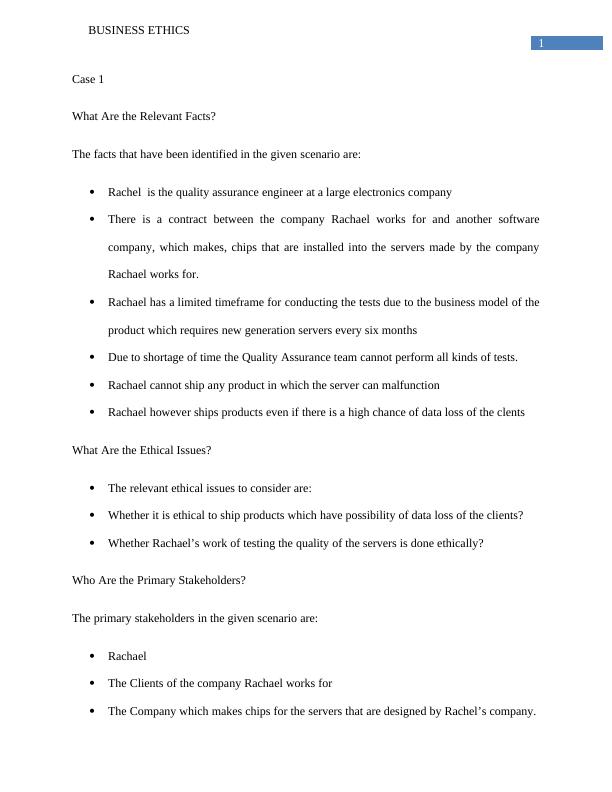 Sample Business Ethics  -  Assignment_2
