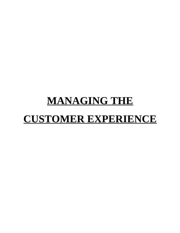 Managing the Customer Experience  -  Assignment_1