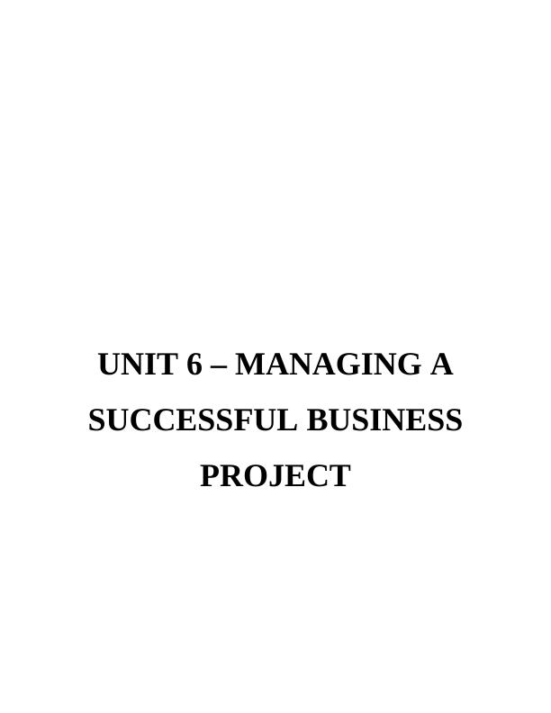 Unit 6 – Managing a Successful Business Project_1