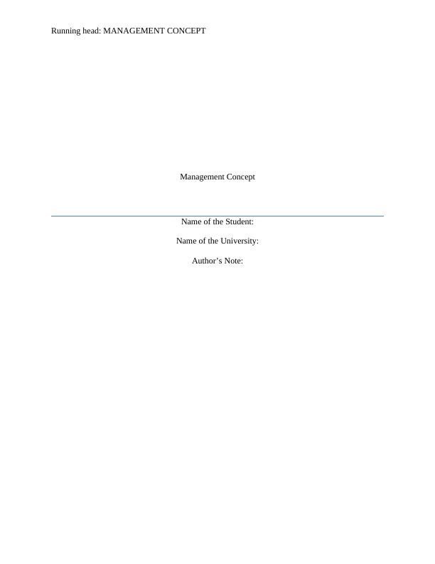 Report on the Concept of Management_1