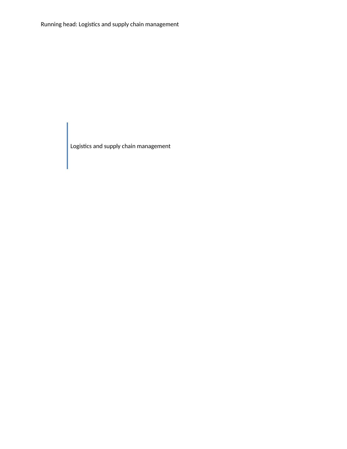 Logistics and Supply Chain Management of Nestle