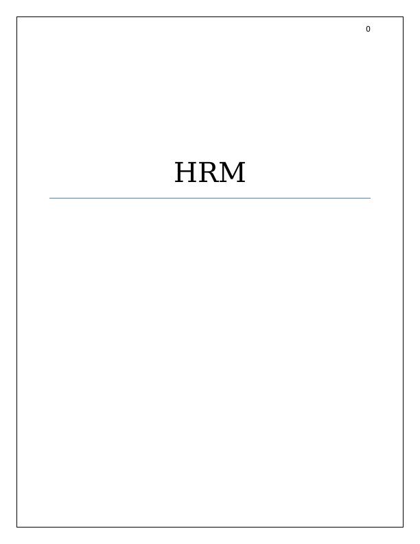 Assignment on HRM - Performance of The Organization_1