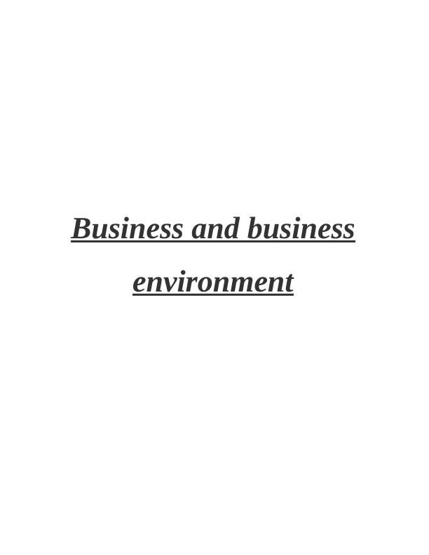 The Business Environment - Assignment_1