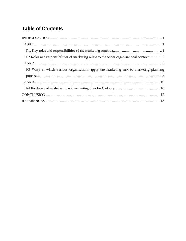 Report on Roles nad Responsibilities of Marketing Function : Cadbury_2
