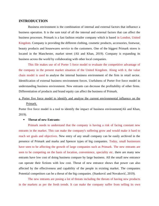 Porter Five Force Model of Primark Assignment