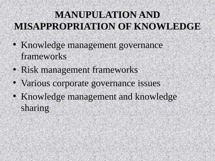 Ethical Issues in Knowledge Management | Desklib