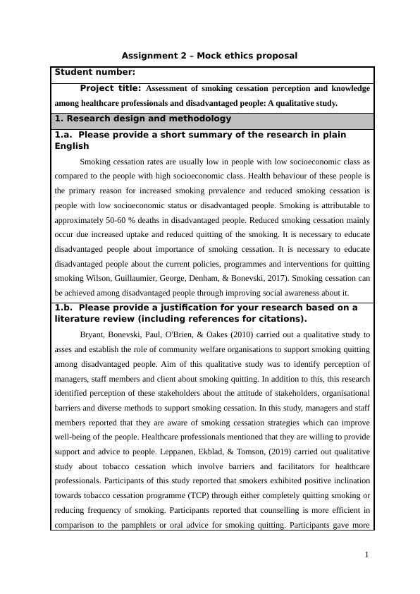 Assessment of Smoking Cessation Perception and Knowledge among Healthcare Professionals and Disadvantaged People: A Qualitative Study_1