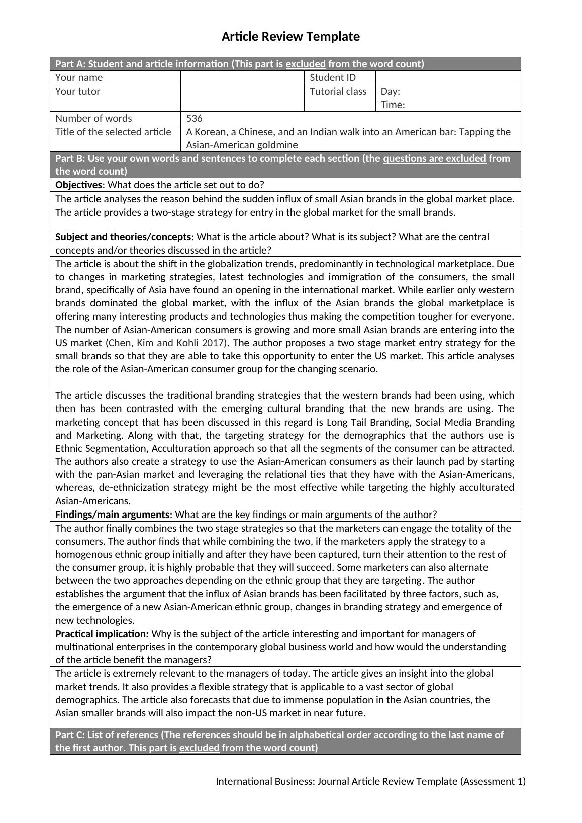 article review document