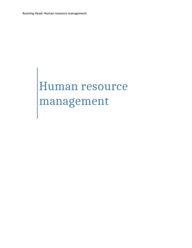 Human Resource Management | HRM Assignment_1