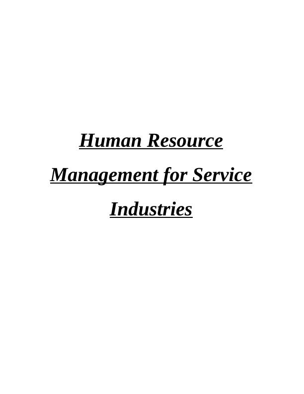 Human Resource Management Service Industries : Assignment_1