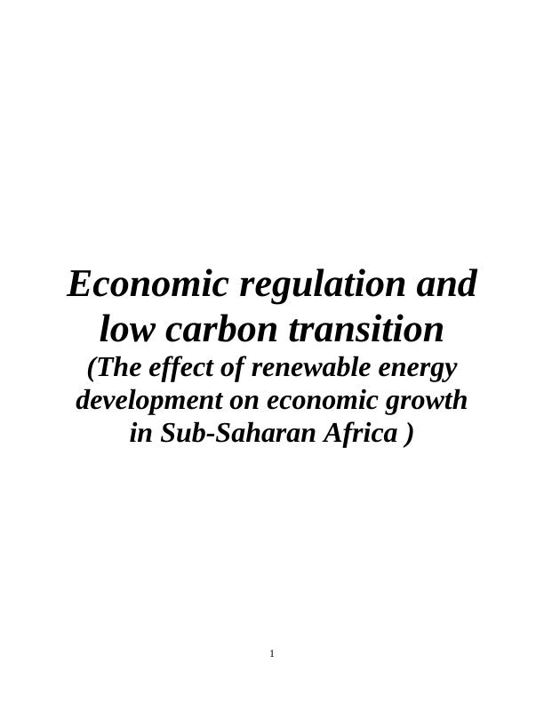 The Effect of Renewable Energy Development on Economic Growth in Sub-Saharan Africa_1