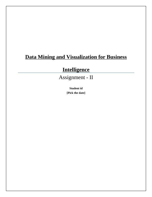 Data Mining & Visualization for Business Intelligence_1